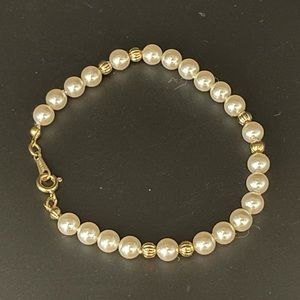 Vintage AVON Faux Pearls and Gold-Tone Bead Bracelet